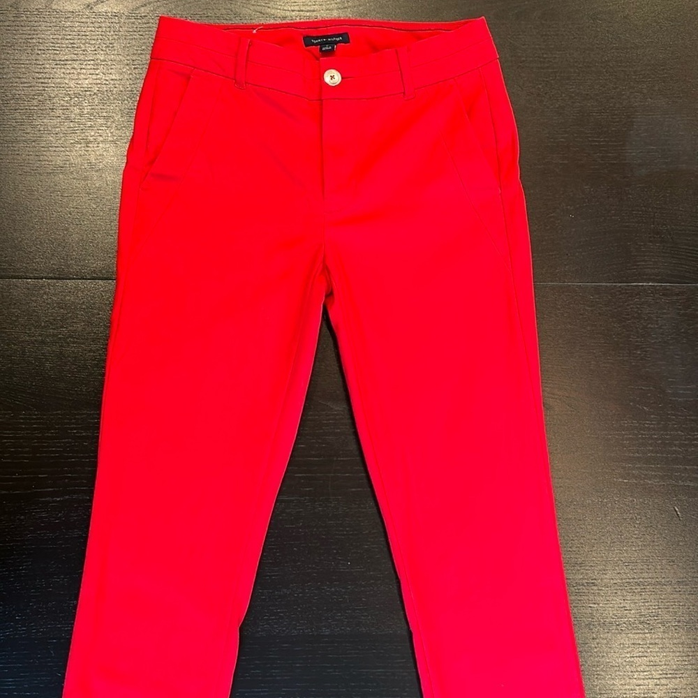 TOMMY HILFIGER vintage red RILEY mid-rise skinny fit cotton stretch pant size 0